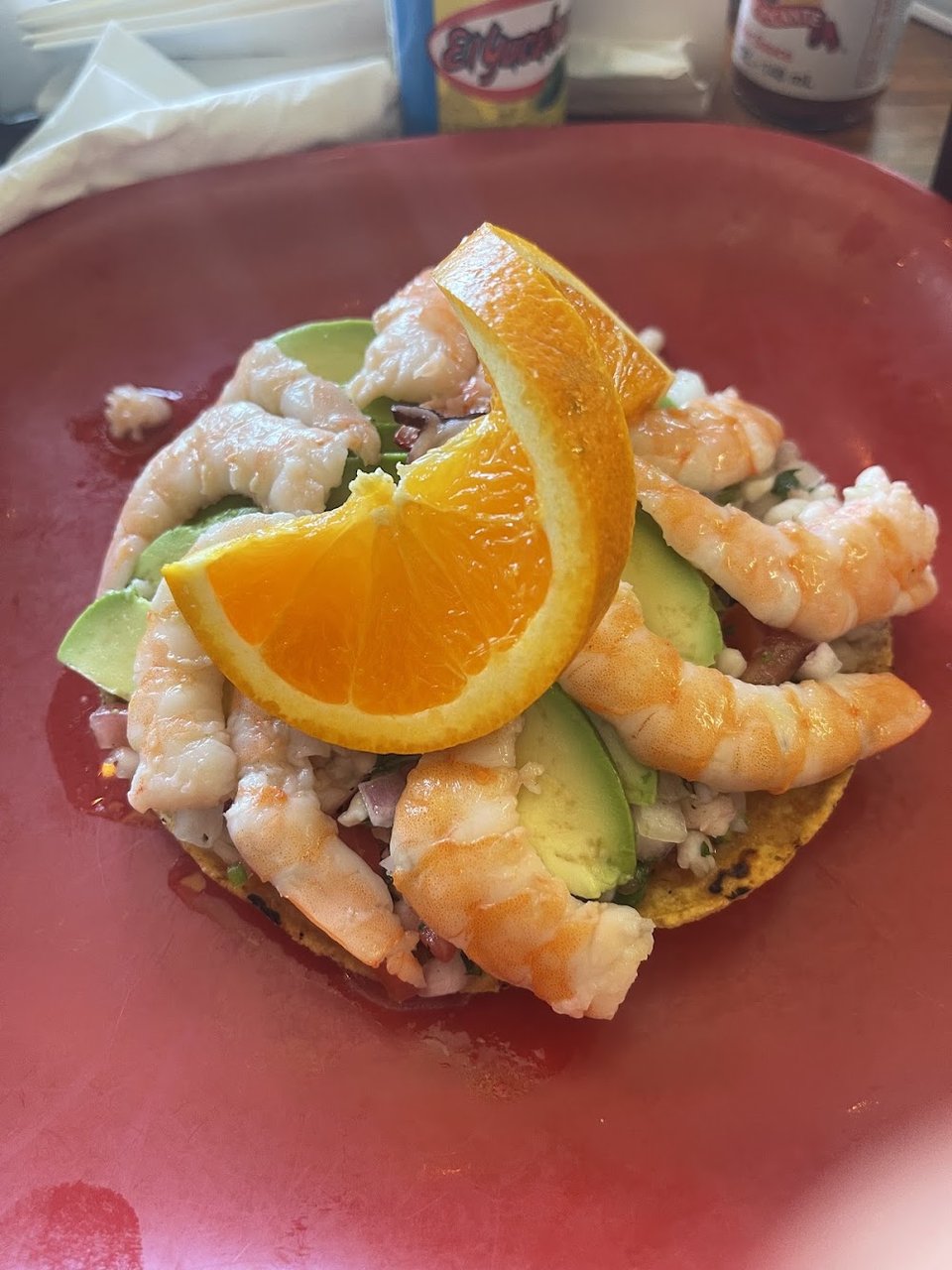 Tostada De Deviche De Camarones